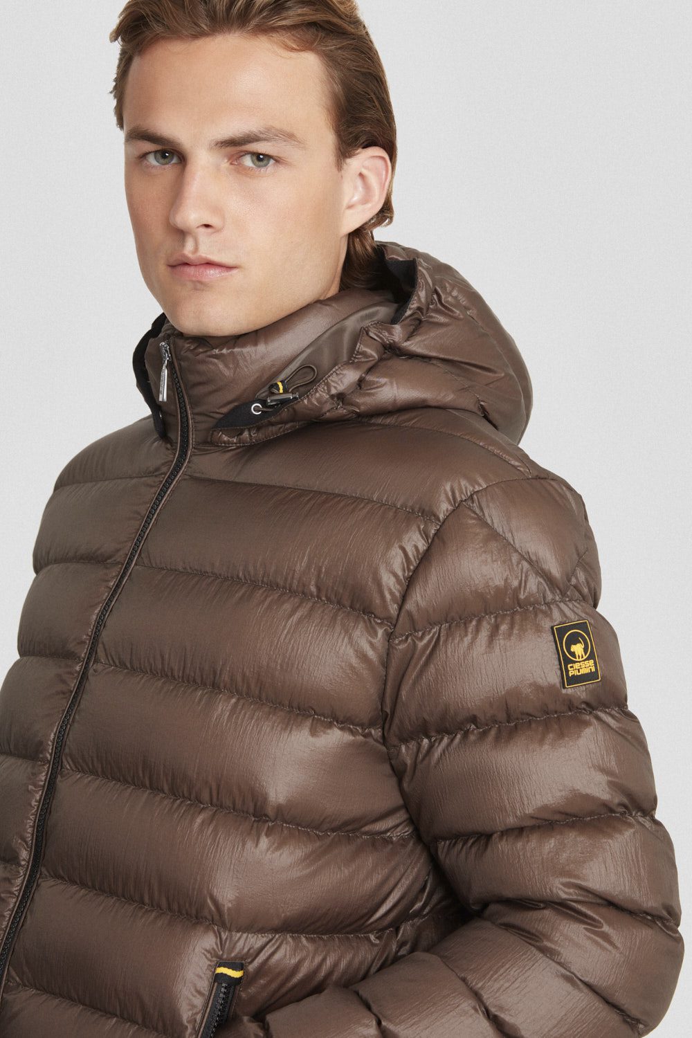 ciesse-outdoor-piumini-daunenjacke-braun-kurz-kapuze-abnehmbar image 3