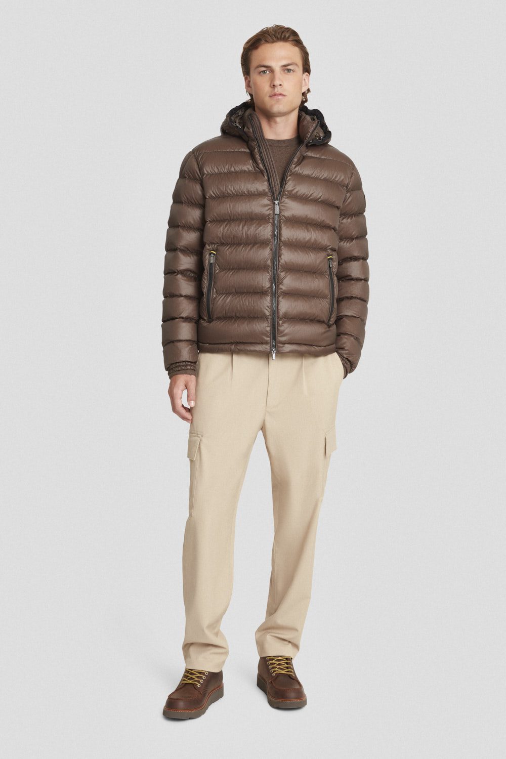 ciesse-outdoor-piumini-daunenjacke-braun-kurz-kapuze-abnehmbar image 1