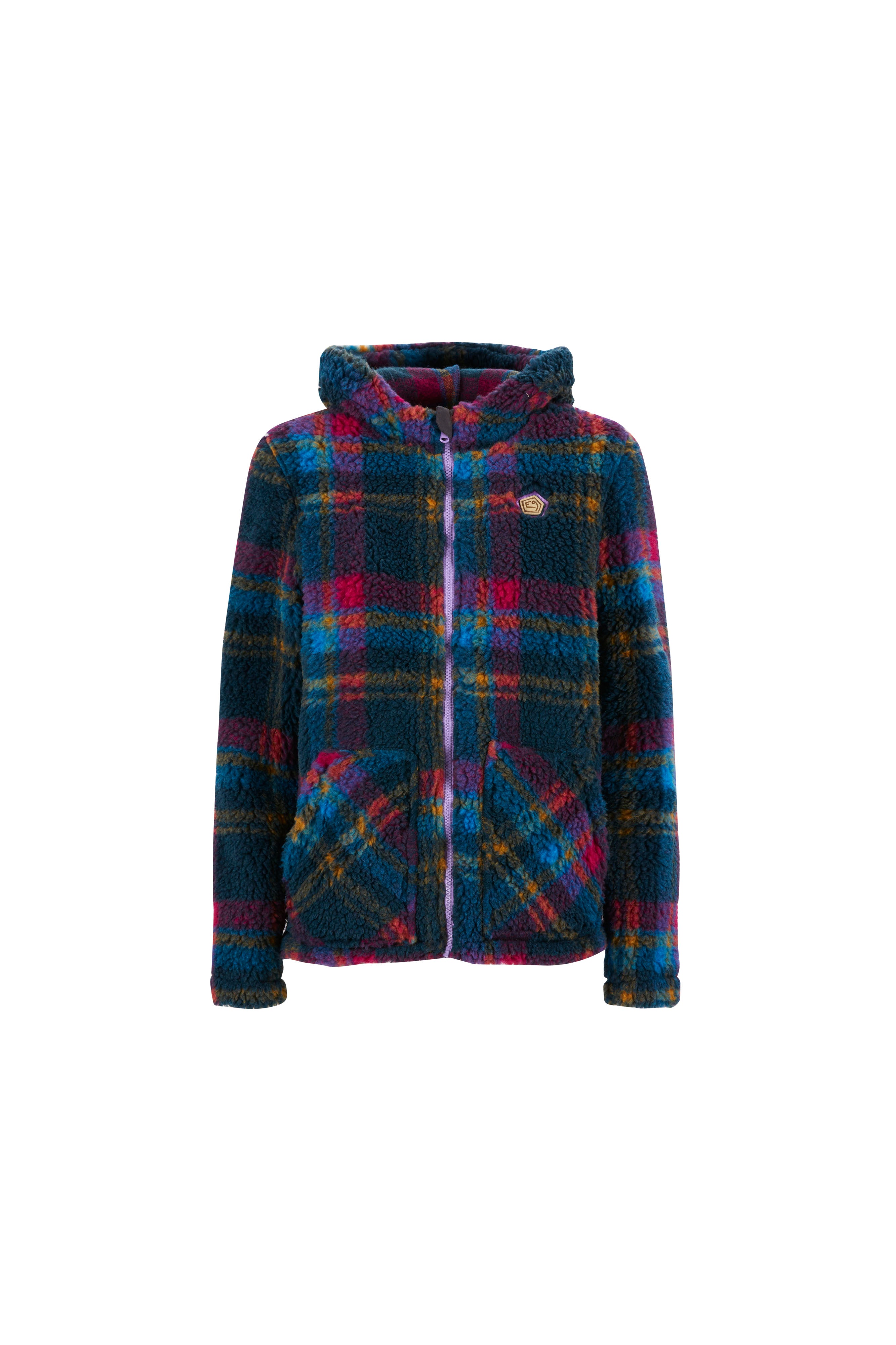 e9-anais-fleecejacke-fuxia-tartan-kariert-recycling-wolle image 8