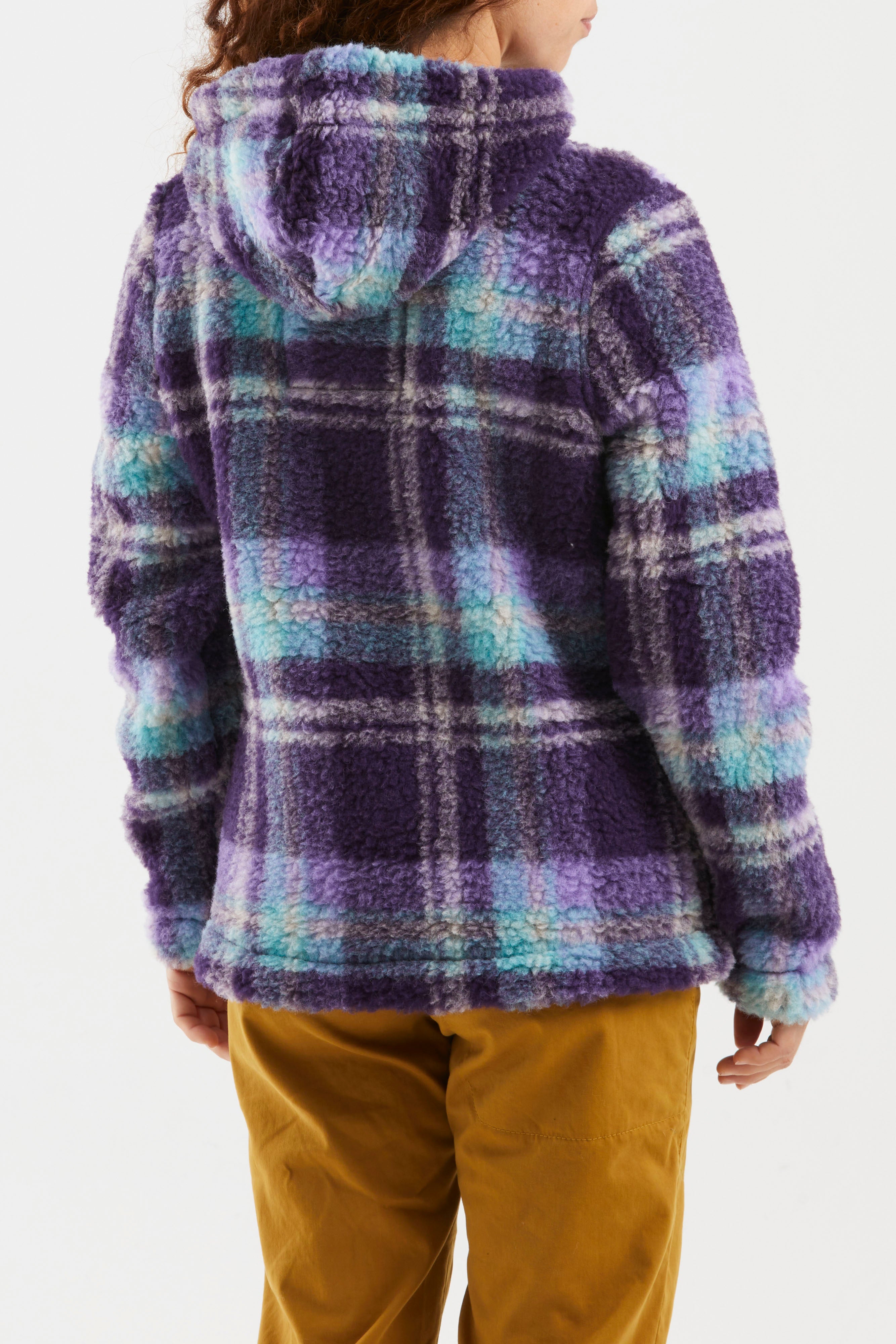 e9-anais-fleecejacke-fuxia-tartan-kariert-recycling-wolle image 2