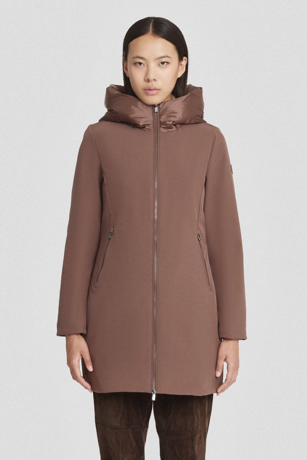 ciesse-outdoor-winterjacke-braun-softshell-daunen-slim image 2