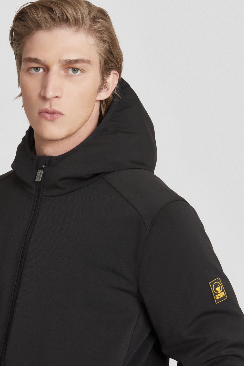 ciesse-softshelljacke-schwarz-lang-mit-kapuze-gef-ttert image 3