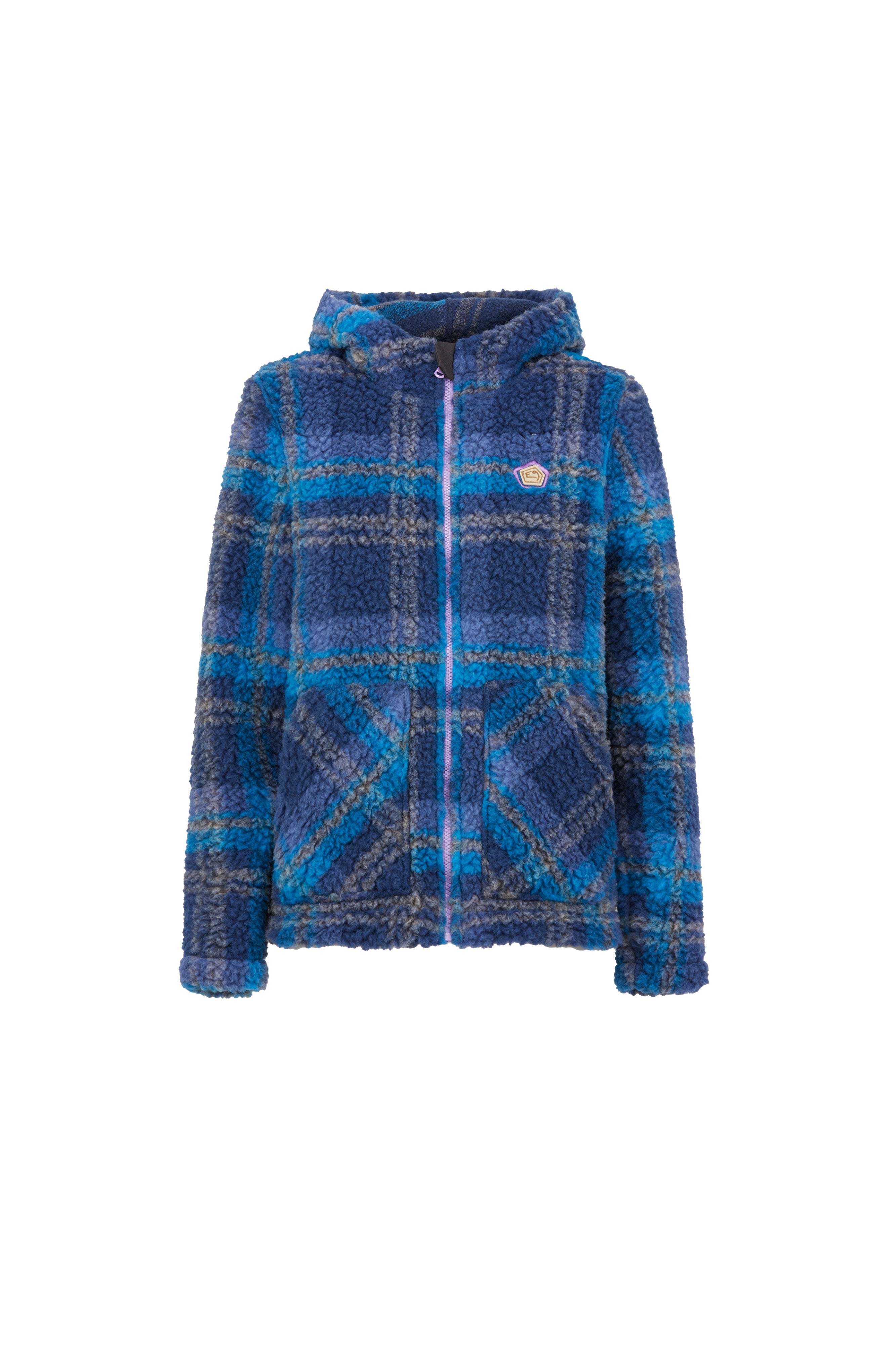 e9-anais-fleecejacke-fuxia-tartan-kariert-recycling-wolle image 4