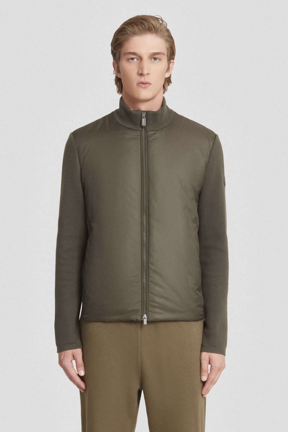 ciesse-outdoor-leichte-herren-jacke-oliv-mit-strick-rmeln image 2