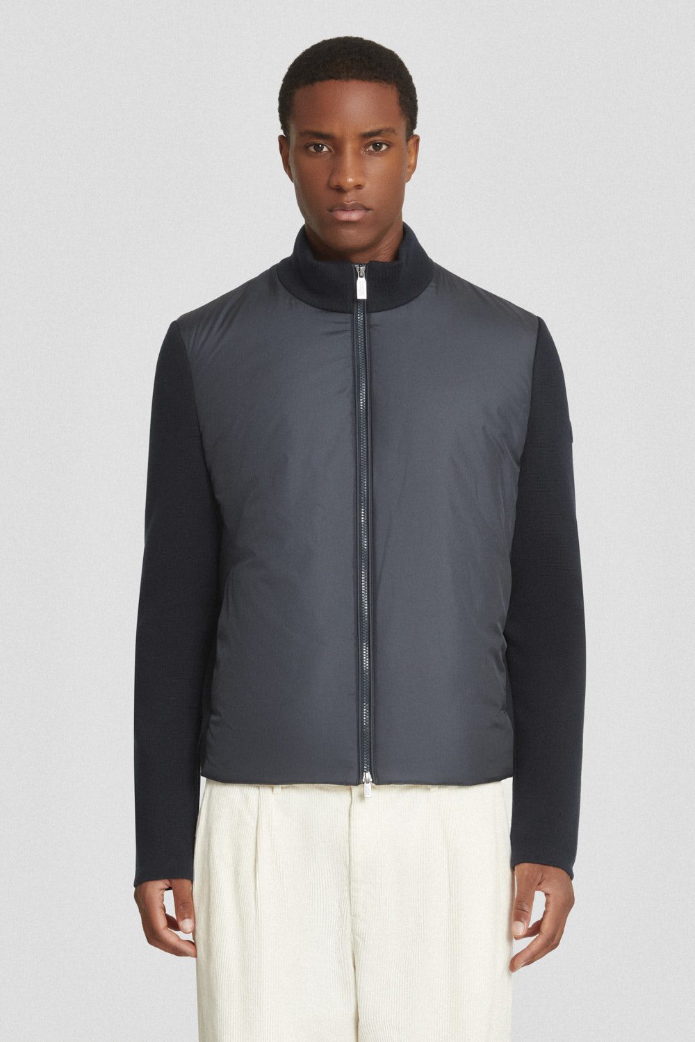 ciesse-jacke-blau-leicht-mit-strick-rmeln-regular image 2
