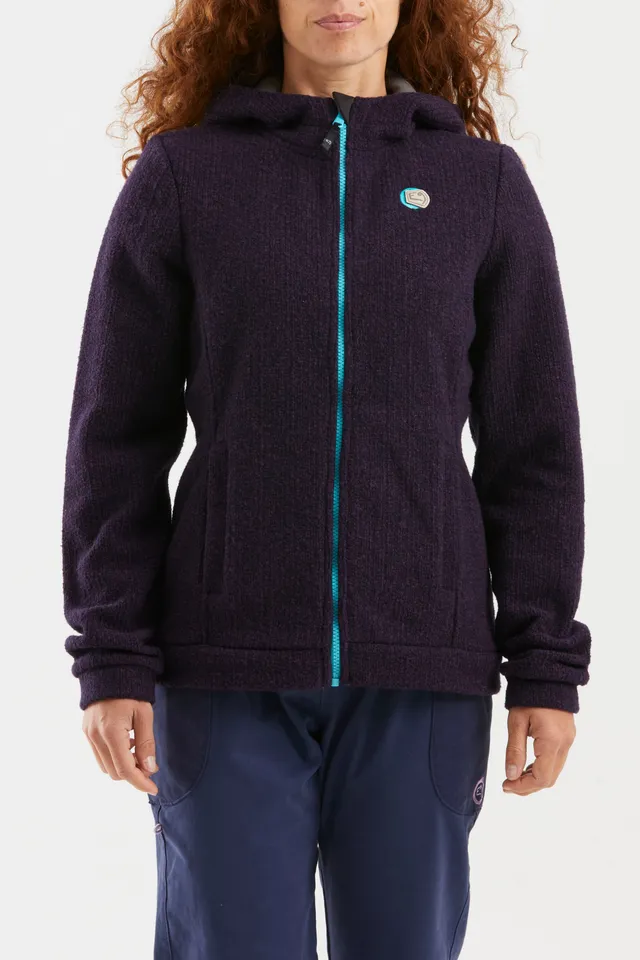 e9-mimma-strickjacke-bordeaux-cream-hoodie-damen image 1