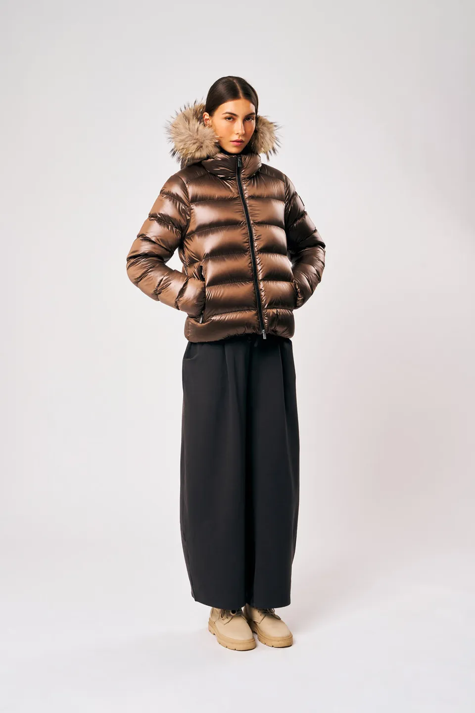 ciesse-outdoor-lia-real-fur-jacke-braun-damen-pelzkapuze image 1