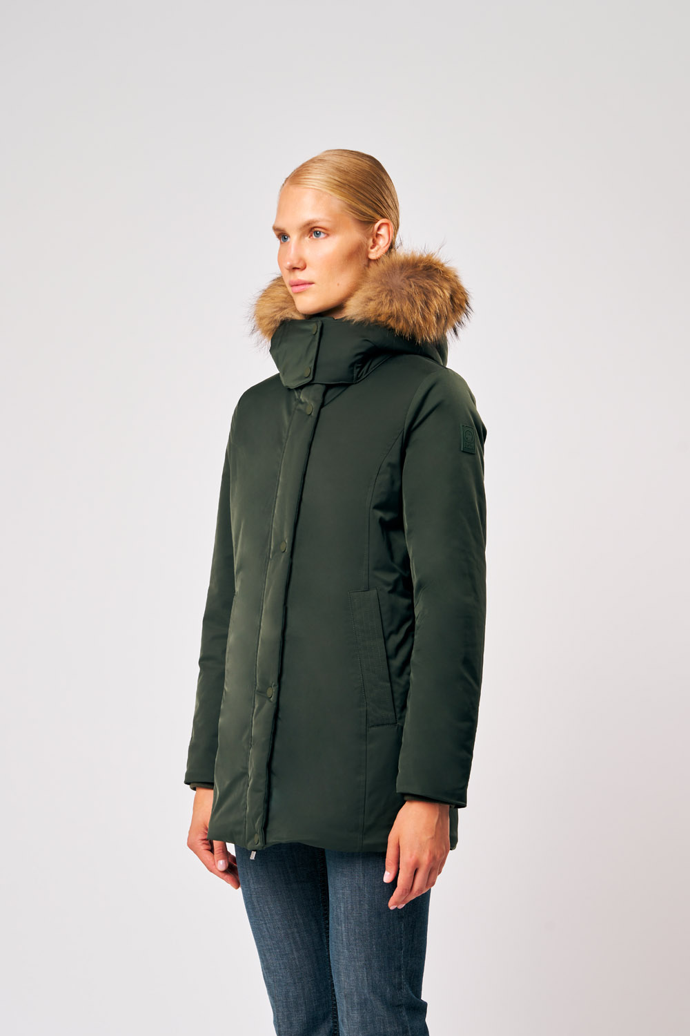 ciesse-luana-parka-damen-gr-n-kapuze-kunstfell-winterparka image 2