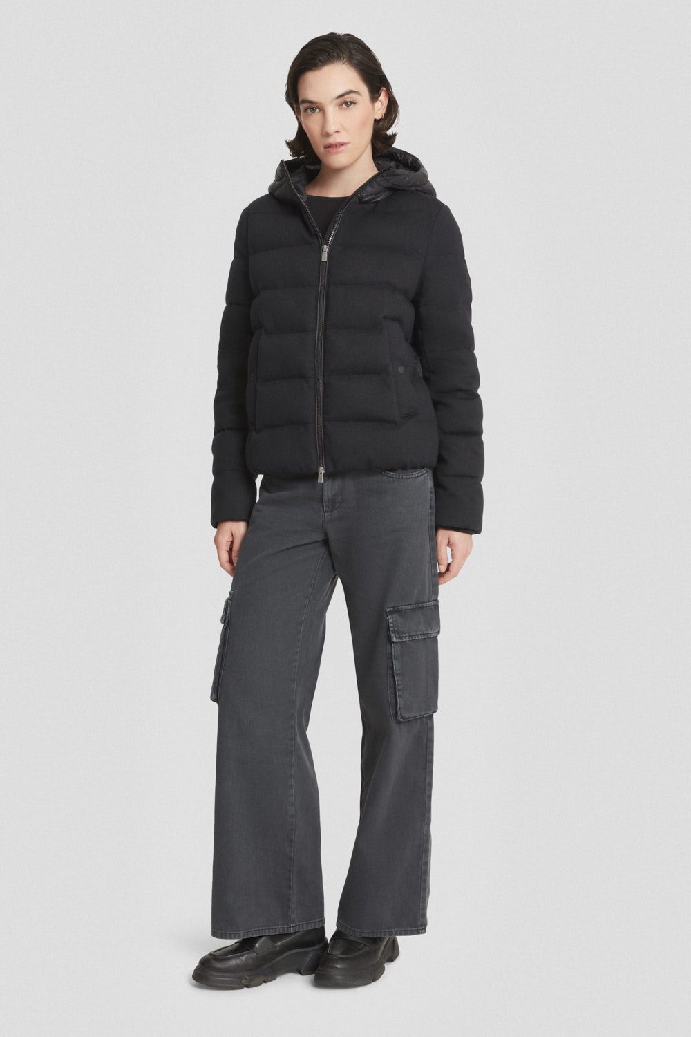 ciesse-outdoor-nylonjacke-schwarz-mit-kapuze-leicht-gef-ttert image 1