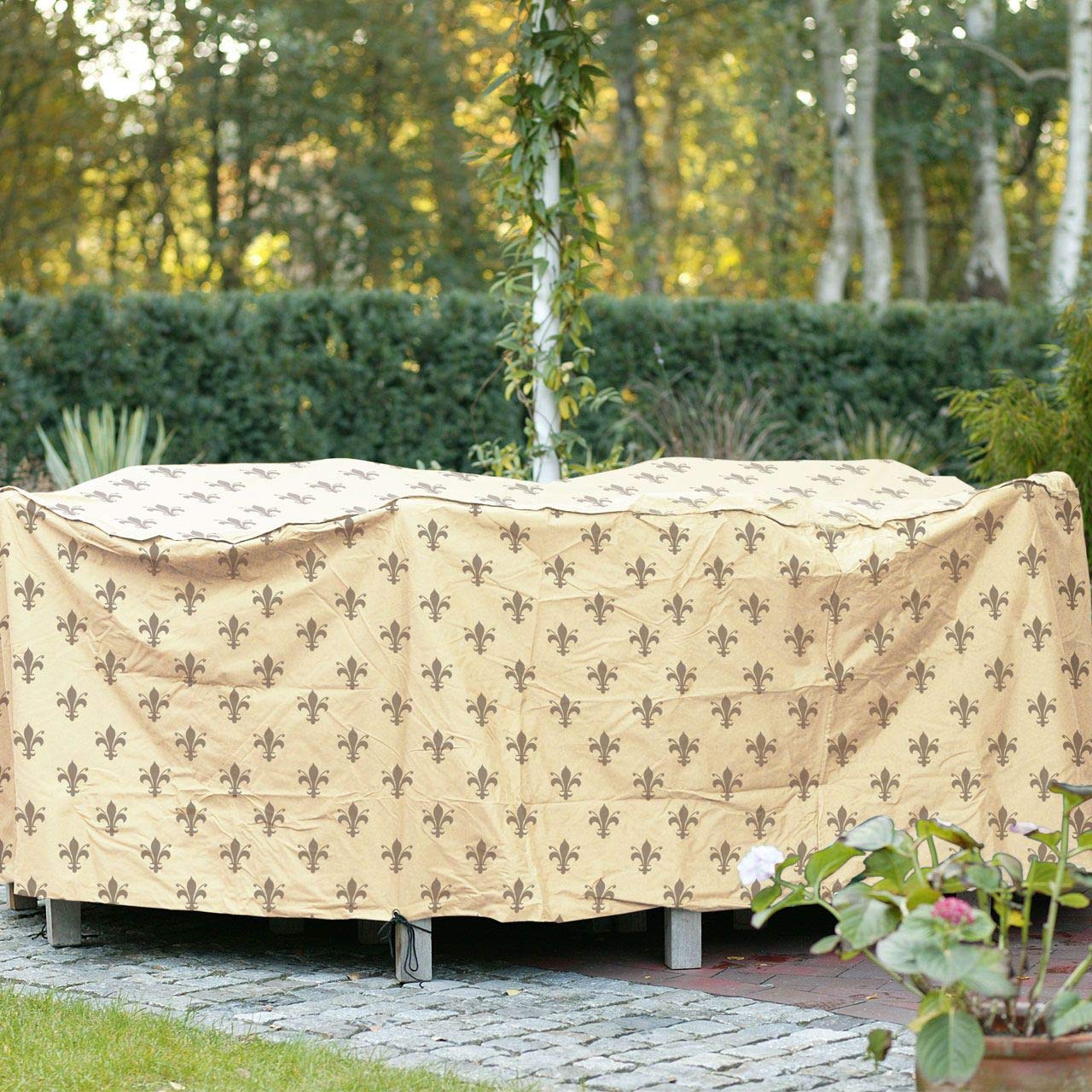 afp-gartenm-bel-schutzh-lle-tischgruppe-rund-120-beige image 2