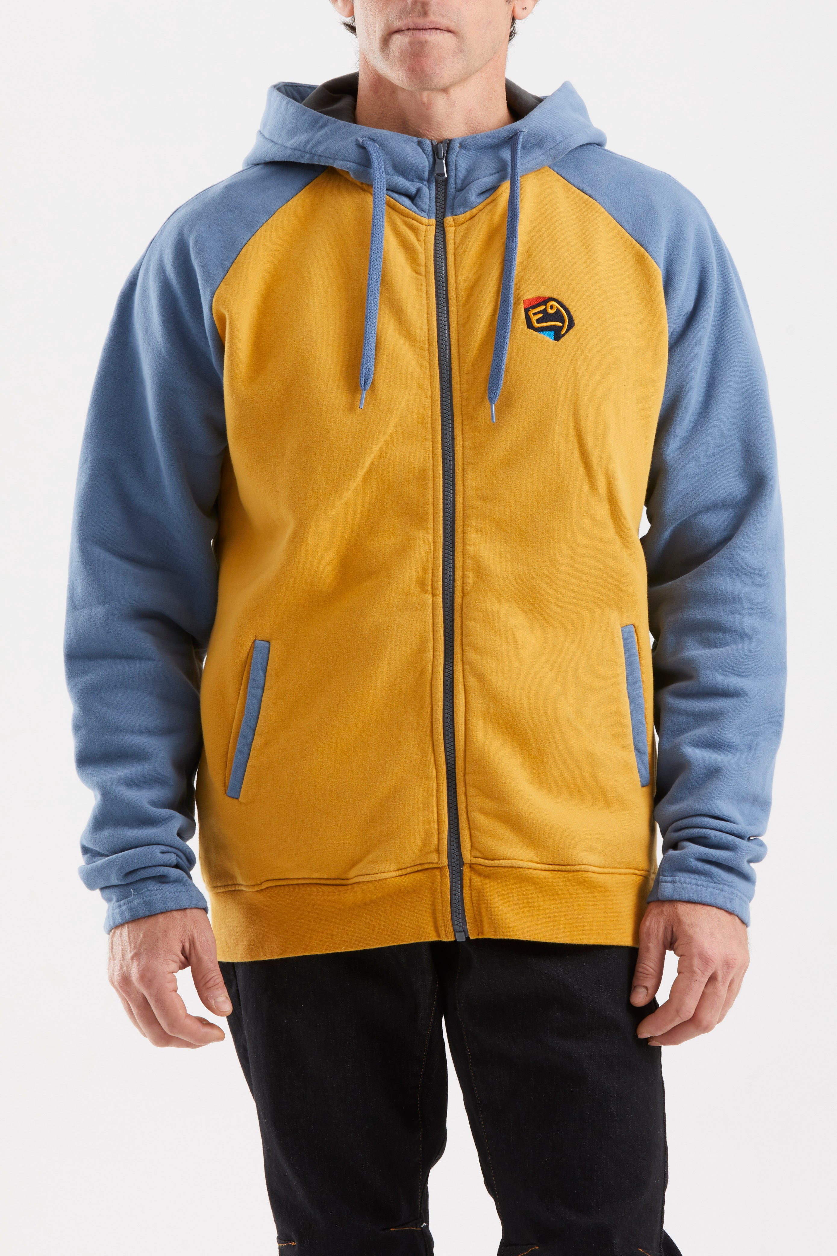 e9-rain-hoodie-curry-steel-blue-gr-m-baumwolle image 3