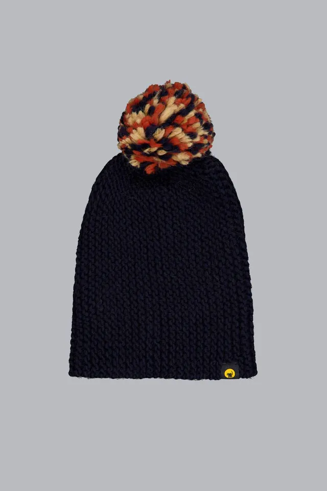 ciesse-licy-strickm-tze-blau-mit-pompon-wolle image 1