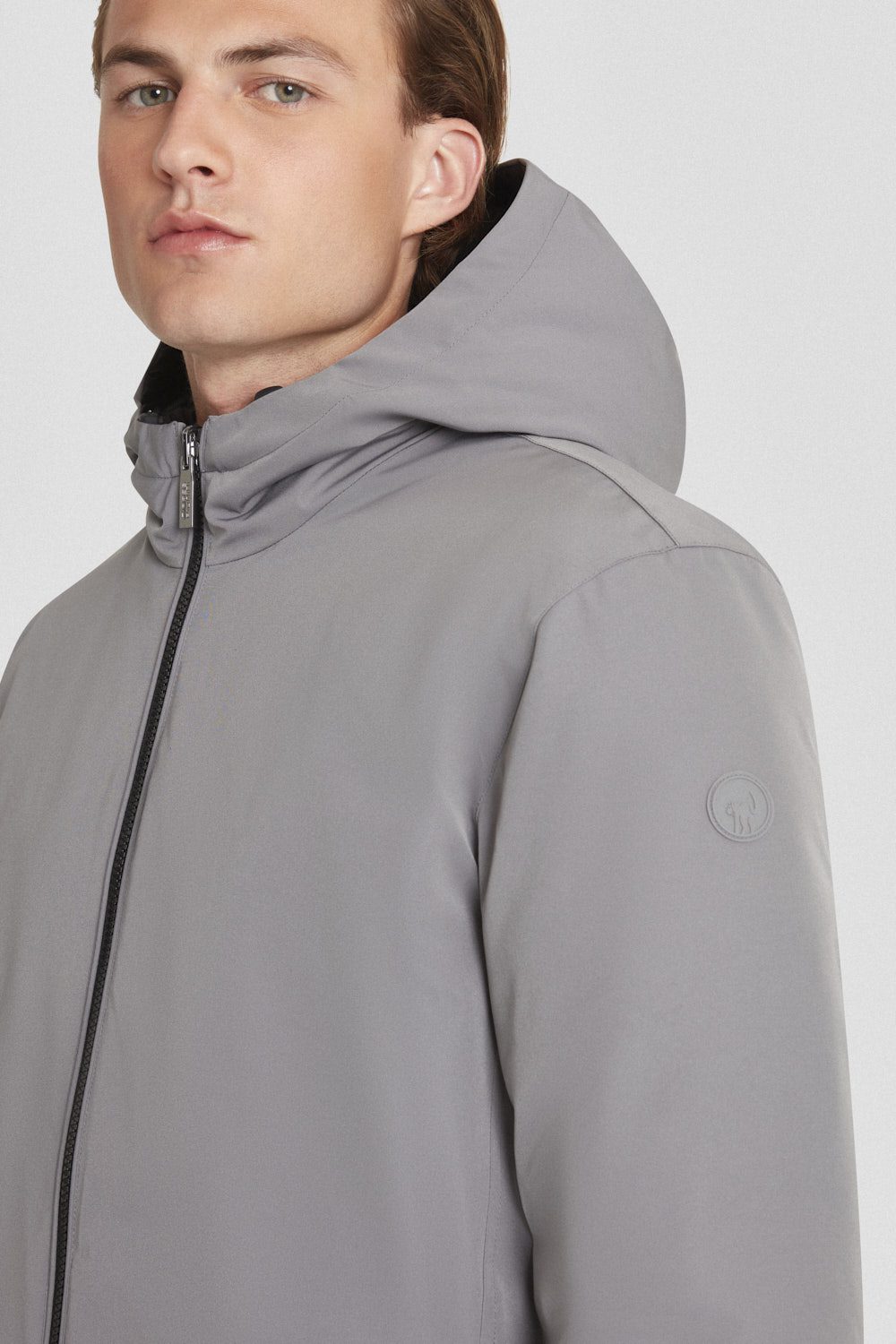 ciesse-daunenjacke-lang-grau-reversibel-800-fill-kapuze image 3