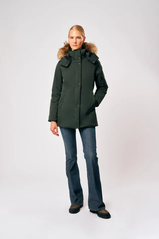 ciesse-luana-parka-damen-gr-n-kapuze-kunstfell-winterparka image 1
