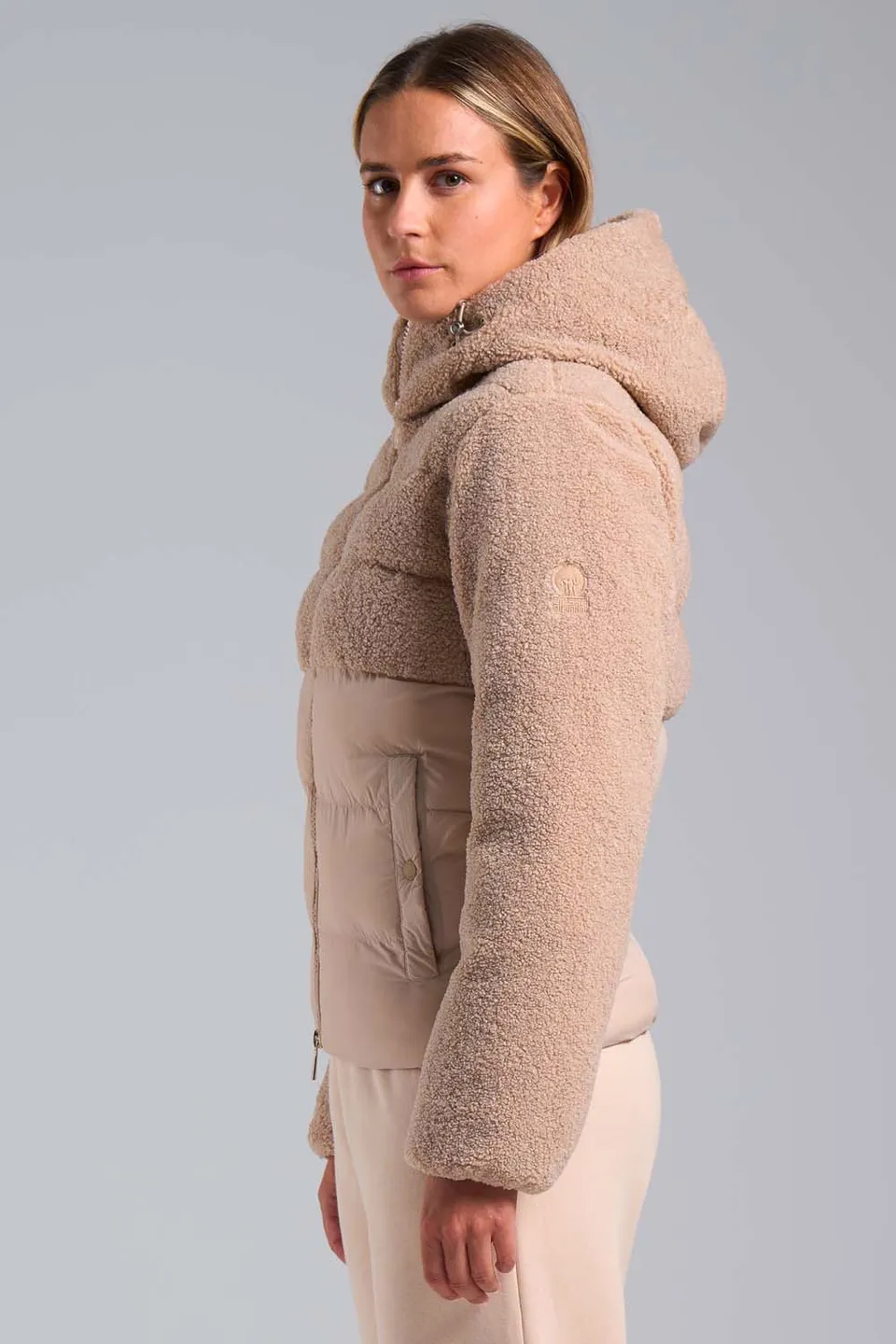ciesse-piumini-bonilla-hybrid-steppjacke-grau-teddy-kapuze image 1