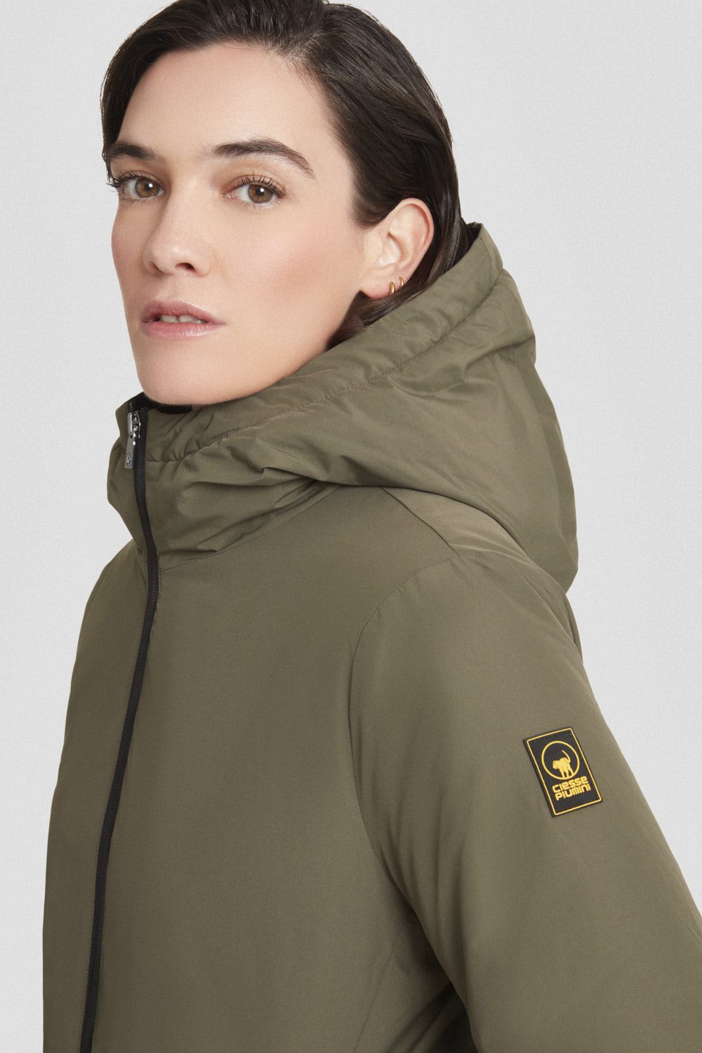 ciesse-winterjacke-lang-gr-n-kapuze-wattiert-dwr image 3