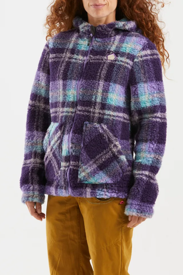 e9-anais-fleecejacke-fuxia-tartan-kariert-recycling-wolle image 1