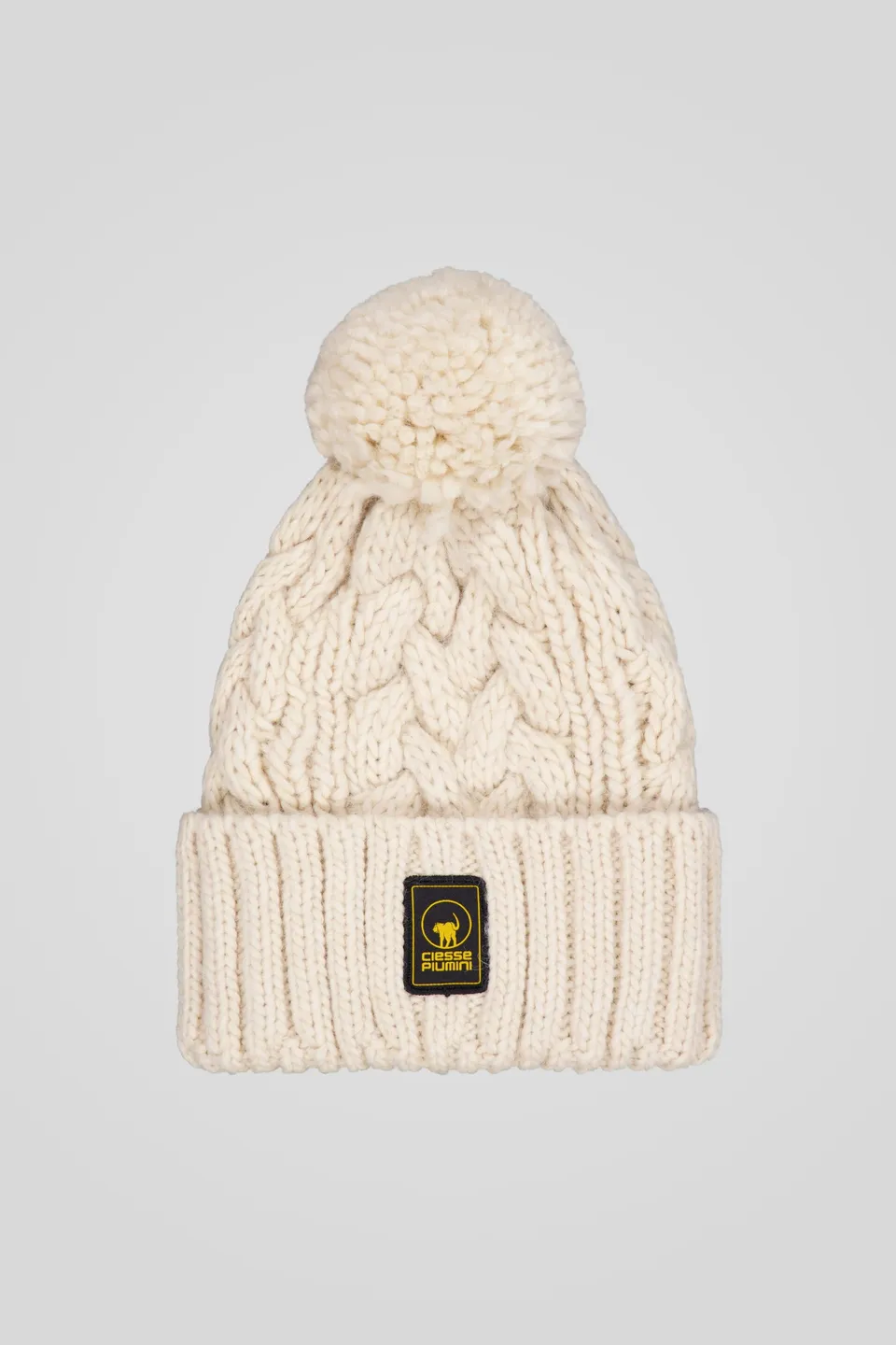 ciesse-outdoor-strickm-tze-beige-mit-bommel-wolle image 1