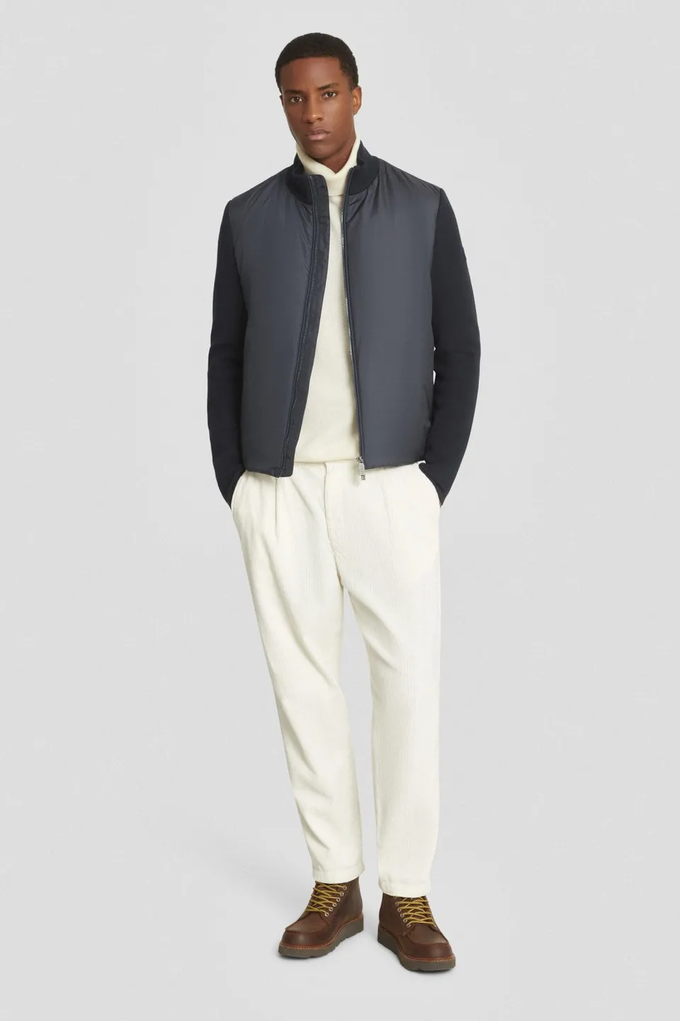 ciesse-jacke-blau-leicht-mit-strick-rmeln-regular image 1