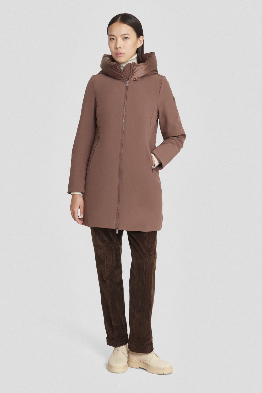 ciesse-outdoor-winterjacke-braun-softshell-daunen-slim image 1