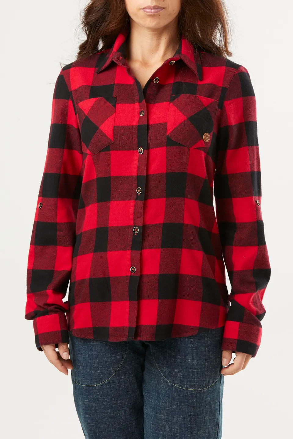 e9-julie-hemd-red-check-baumwolle-slim-fit image 1