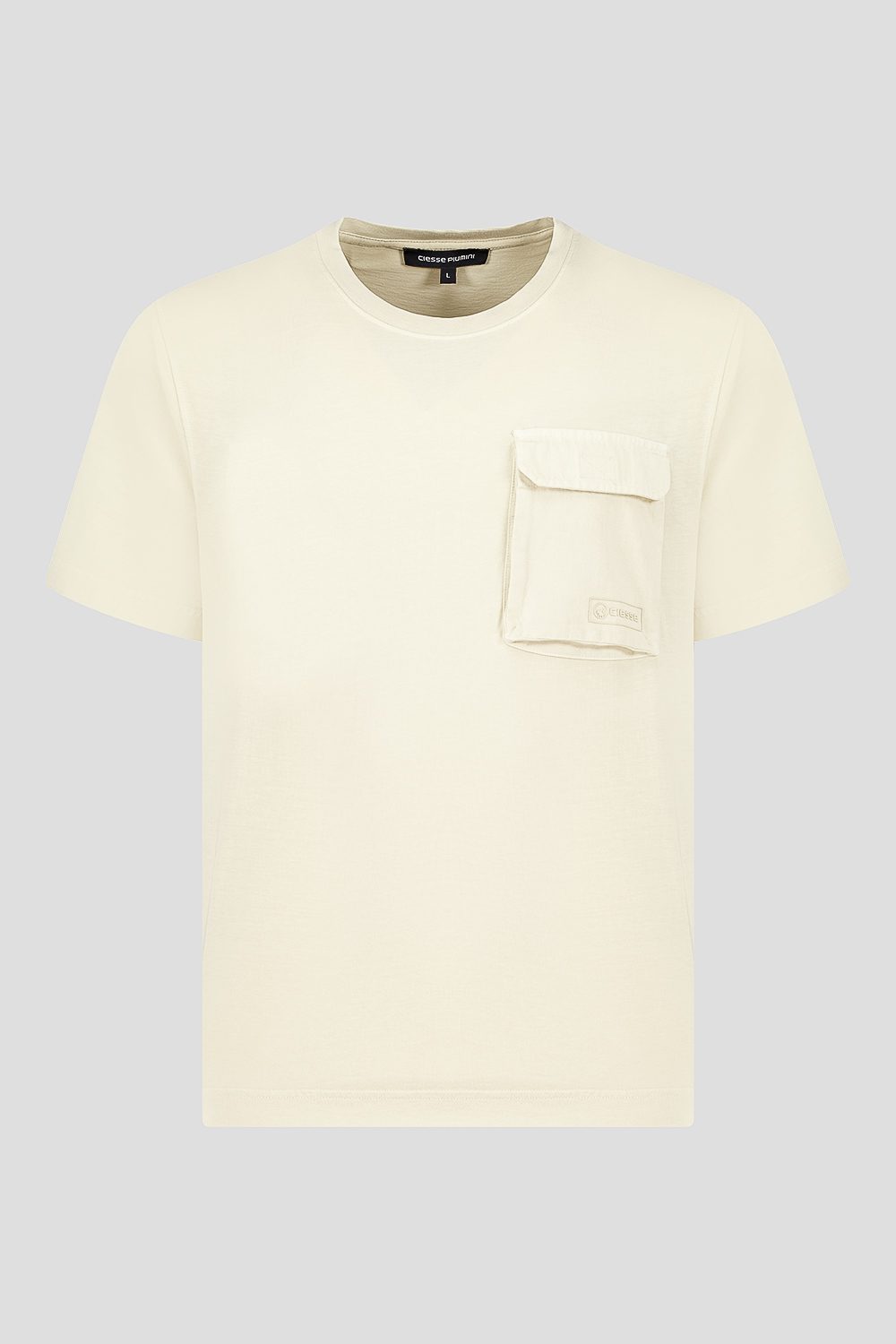 ciesse-t-shirt-rundhals-beige-baumwolle-mit-tasche-herren image 3