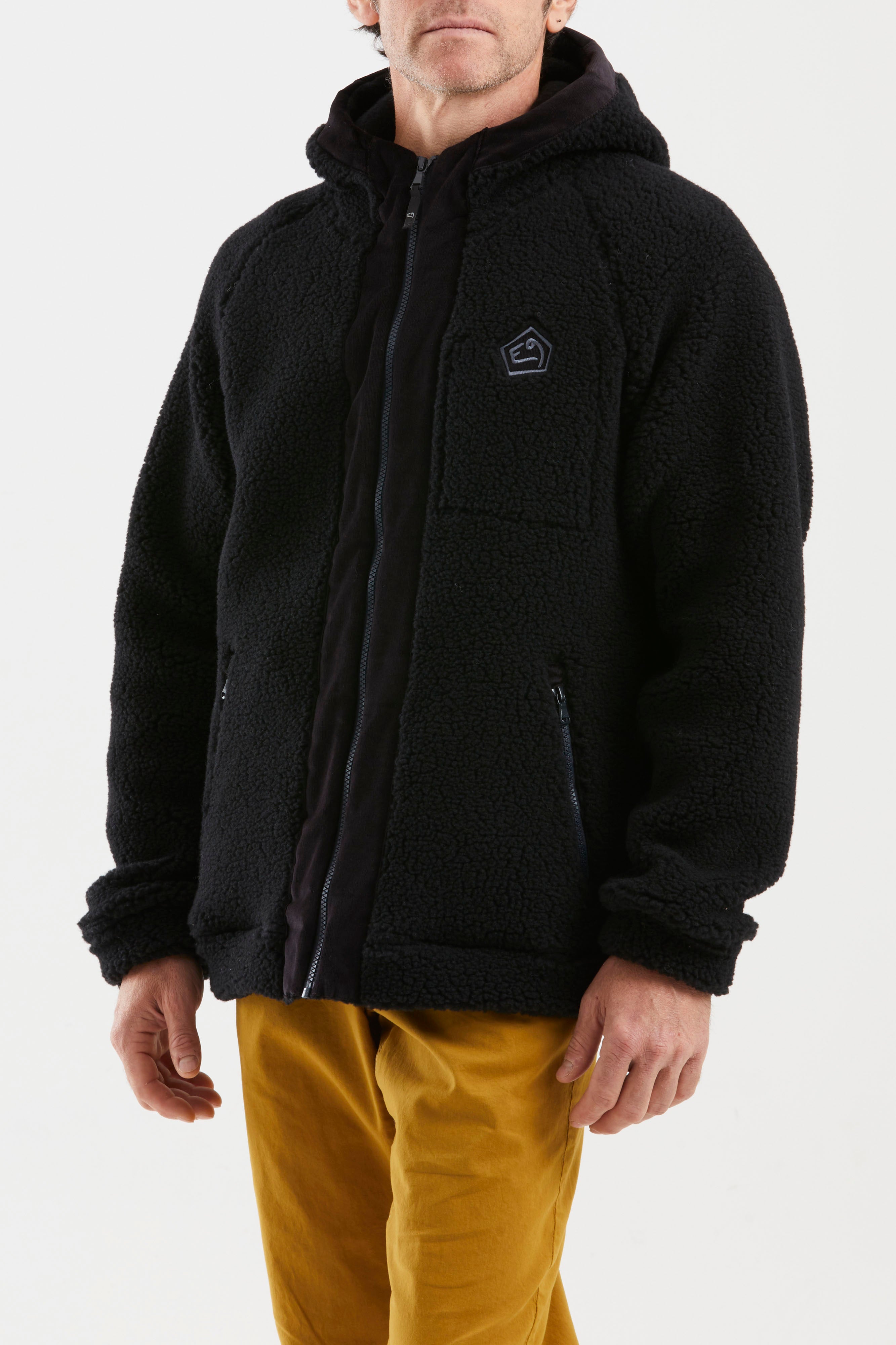 e9-siavio-fleecejacke-black-gr-e-m-mit-kapuze-wolle image 1