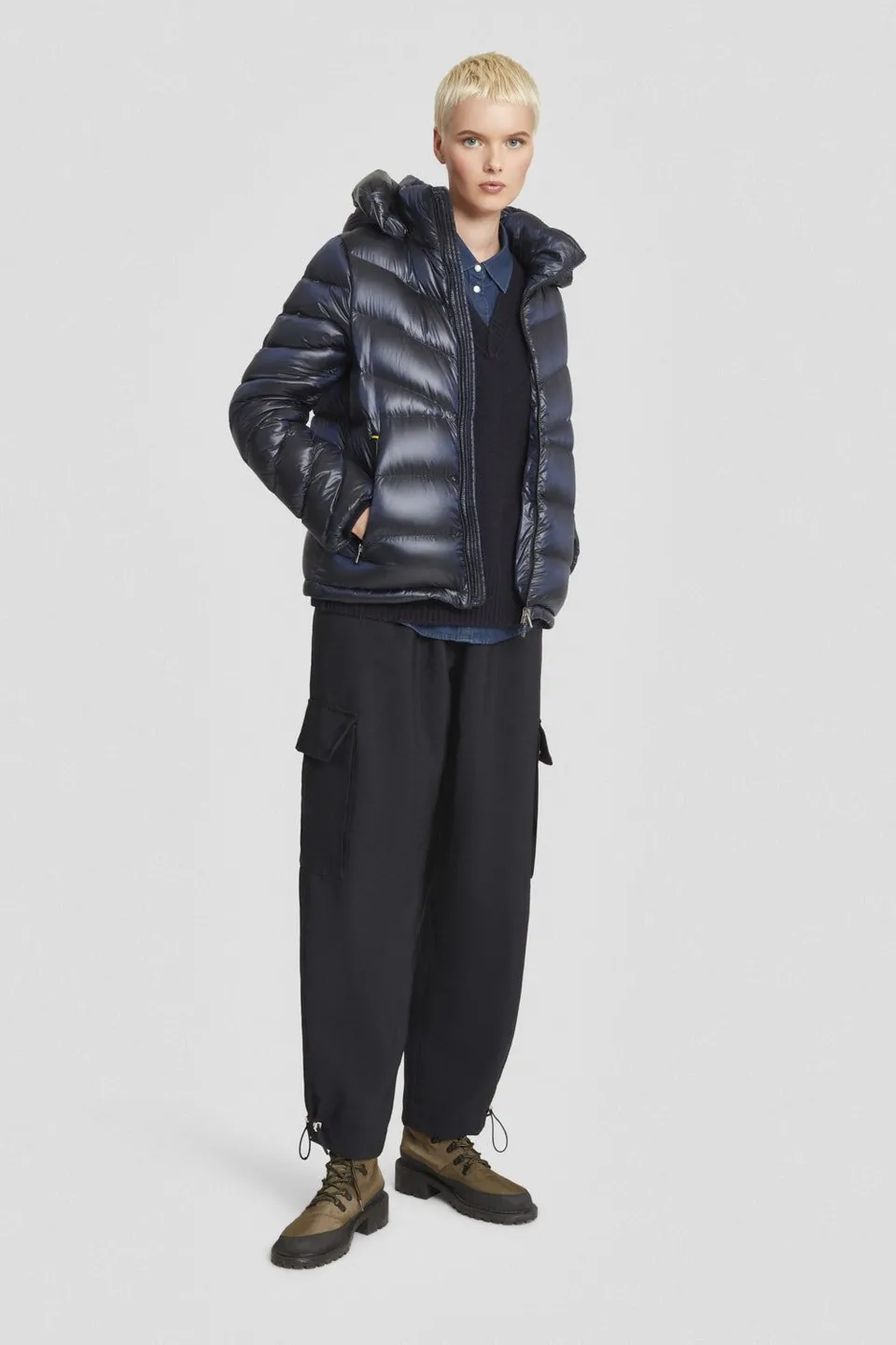 ciesse-outdoor-piumini-kurze-daunenjacke-blau-kapuze-abnehmbar image 1