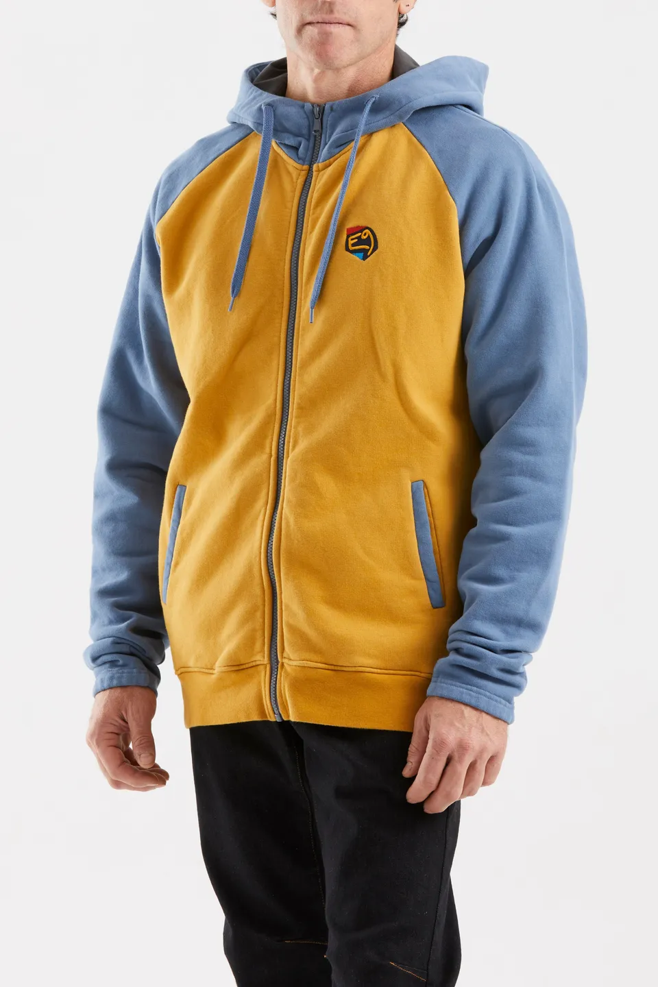 e9-rain-hoodie-curry-steel-blue-gr-m-baumwolle image 1