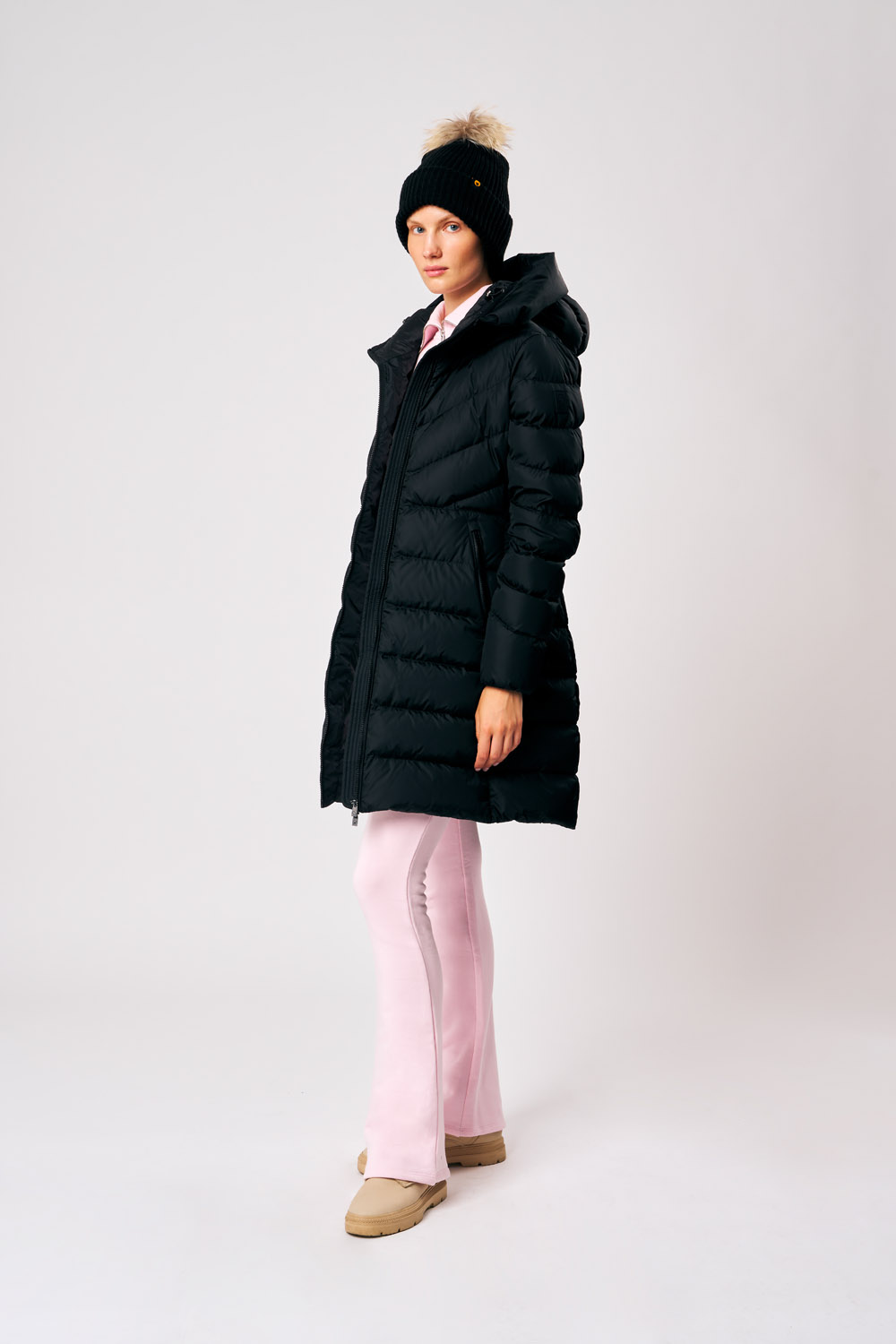 ciesse-rebecca-daunenmantel-damen-schwarz-lang-mit-kapuze image 2