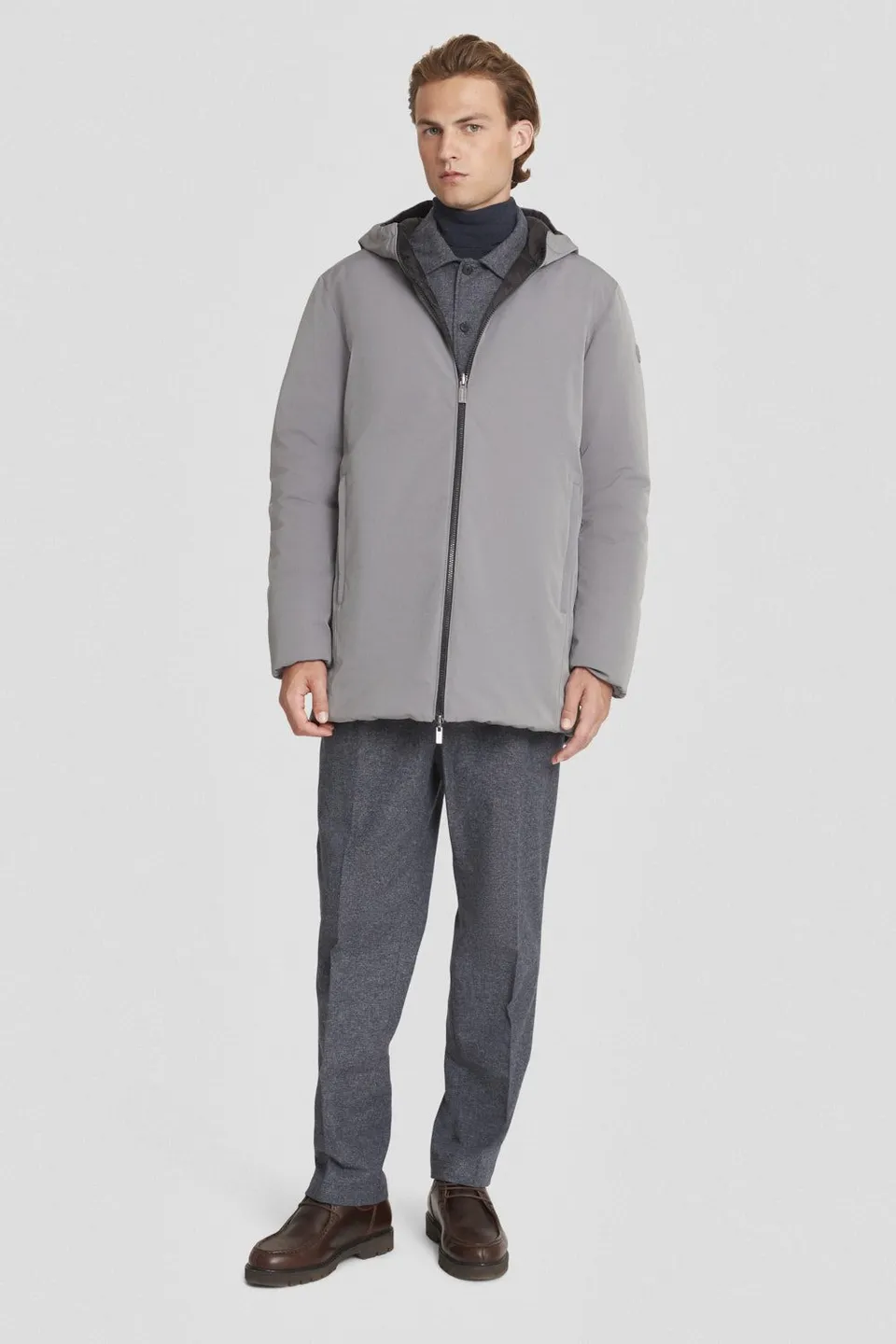 ciesse-daunenjacke-lang-grau-reversibel-800-fill-kapuze image 1