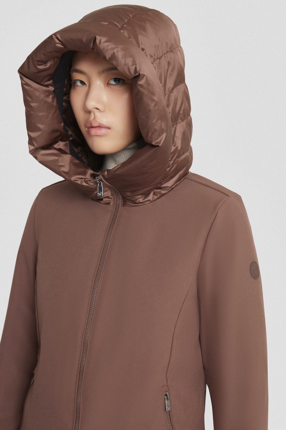 ciesse-outdoor-winterjacke-braun-softshell-daunen-slim image 4