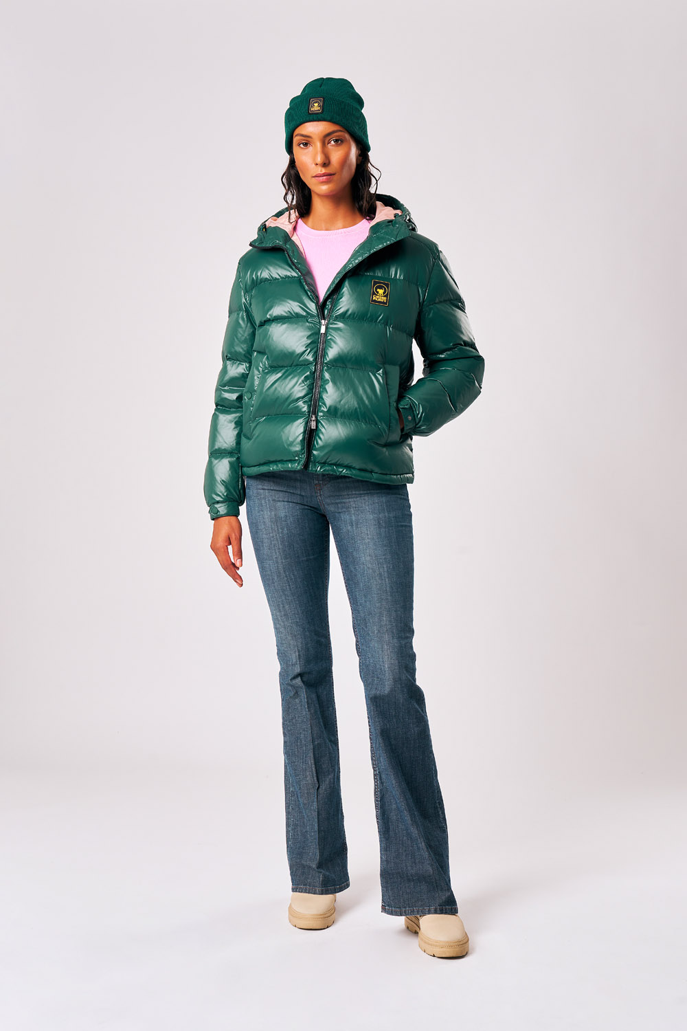ciesse-outdoor-naria-damen-daunenjacke-gr-n-mit-kapuze-box-fit image 2