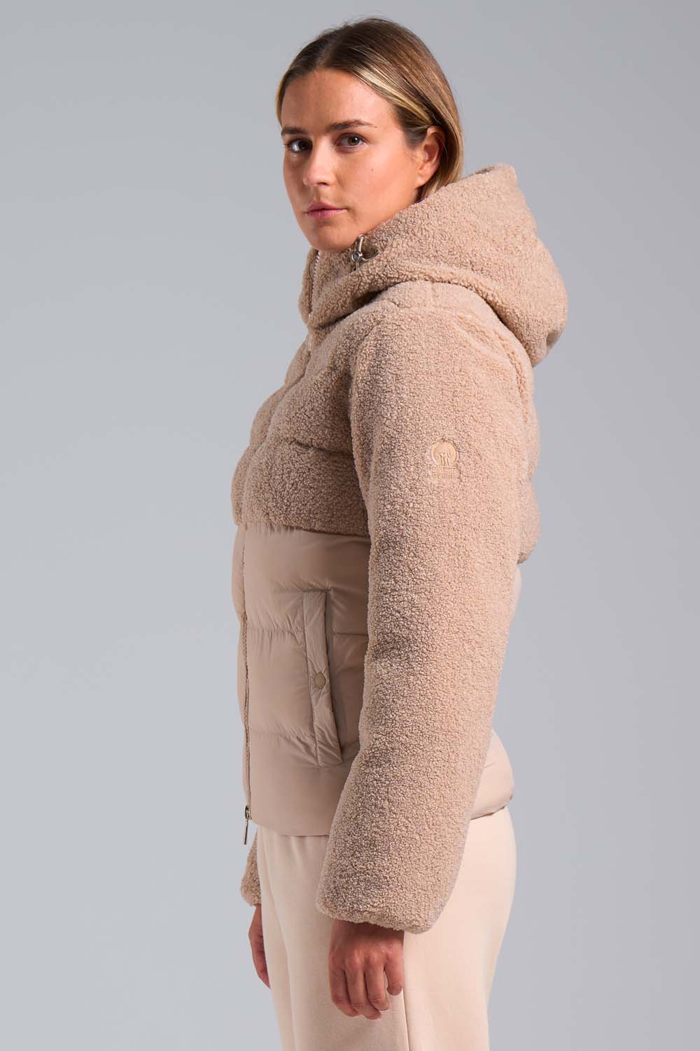 ciesse-piumini-bonilla-hybrid-steppjacke-grau-teddy-kapuze image 1