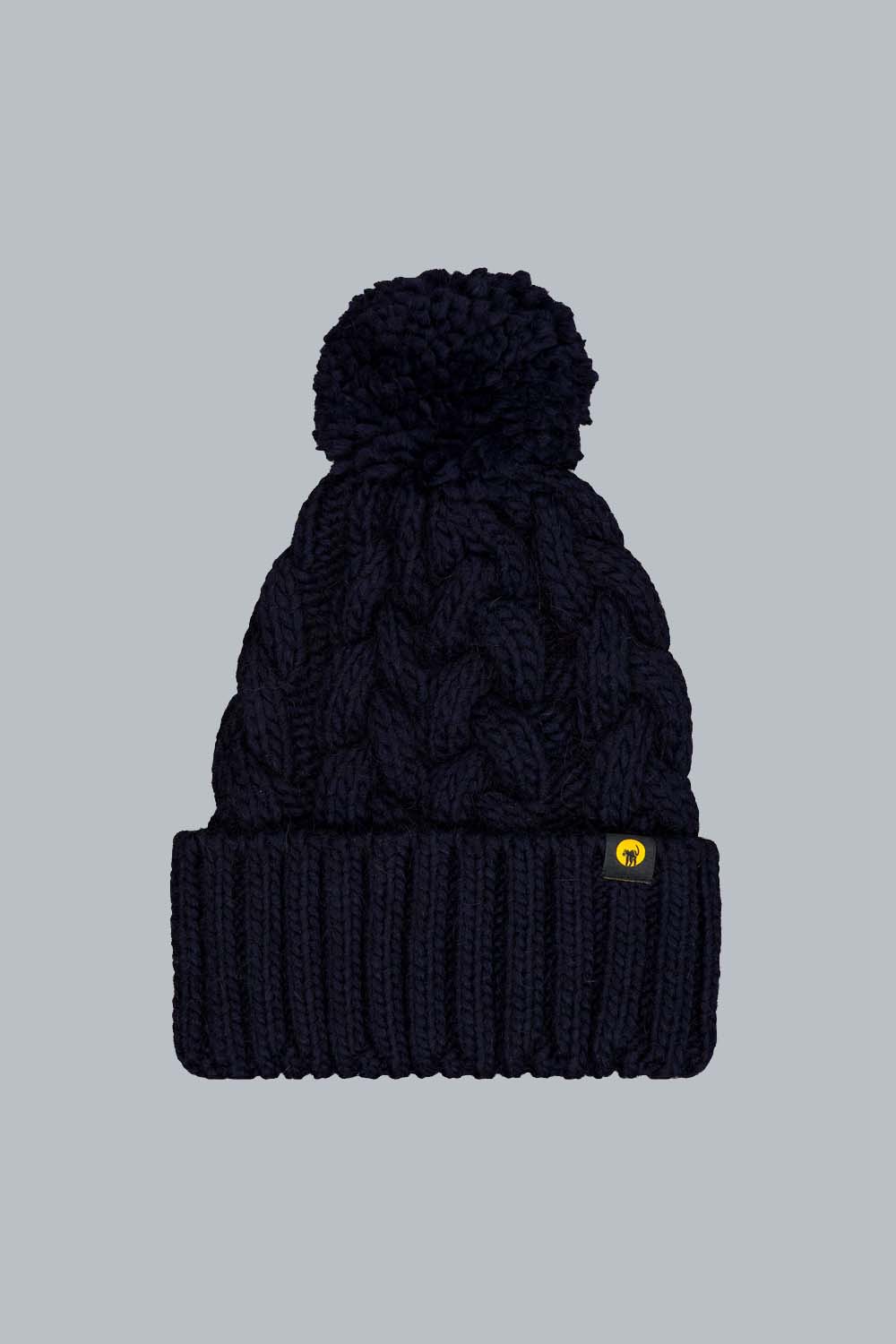 ciesse-scilly-strickm-tze-blau-mit-bommel-zopfmuster image 1