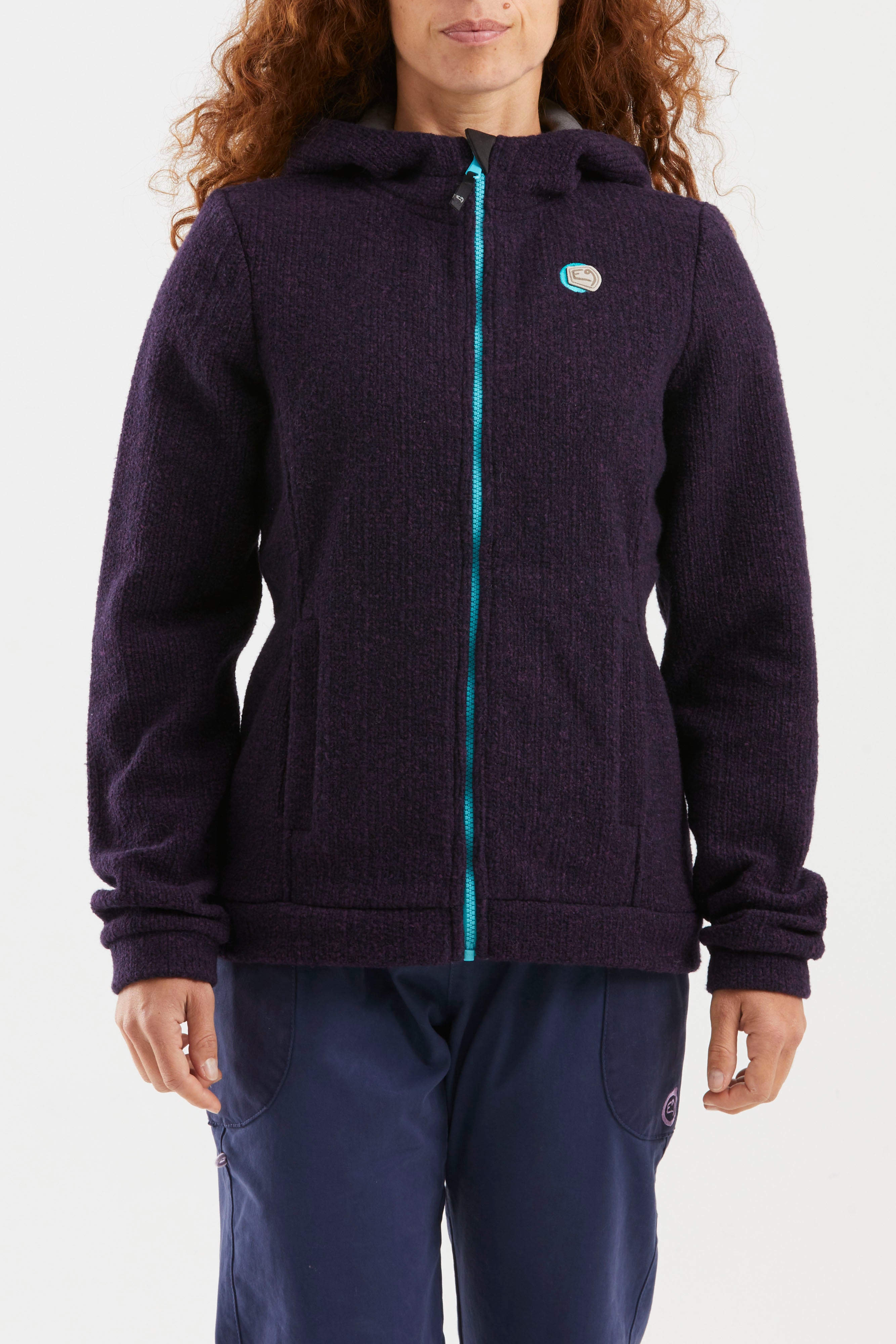 e9-mimma-strickjacke-bordeaux-cream-hoodie-damen image 1