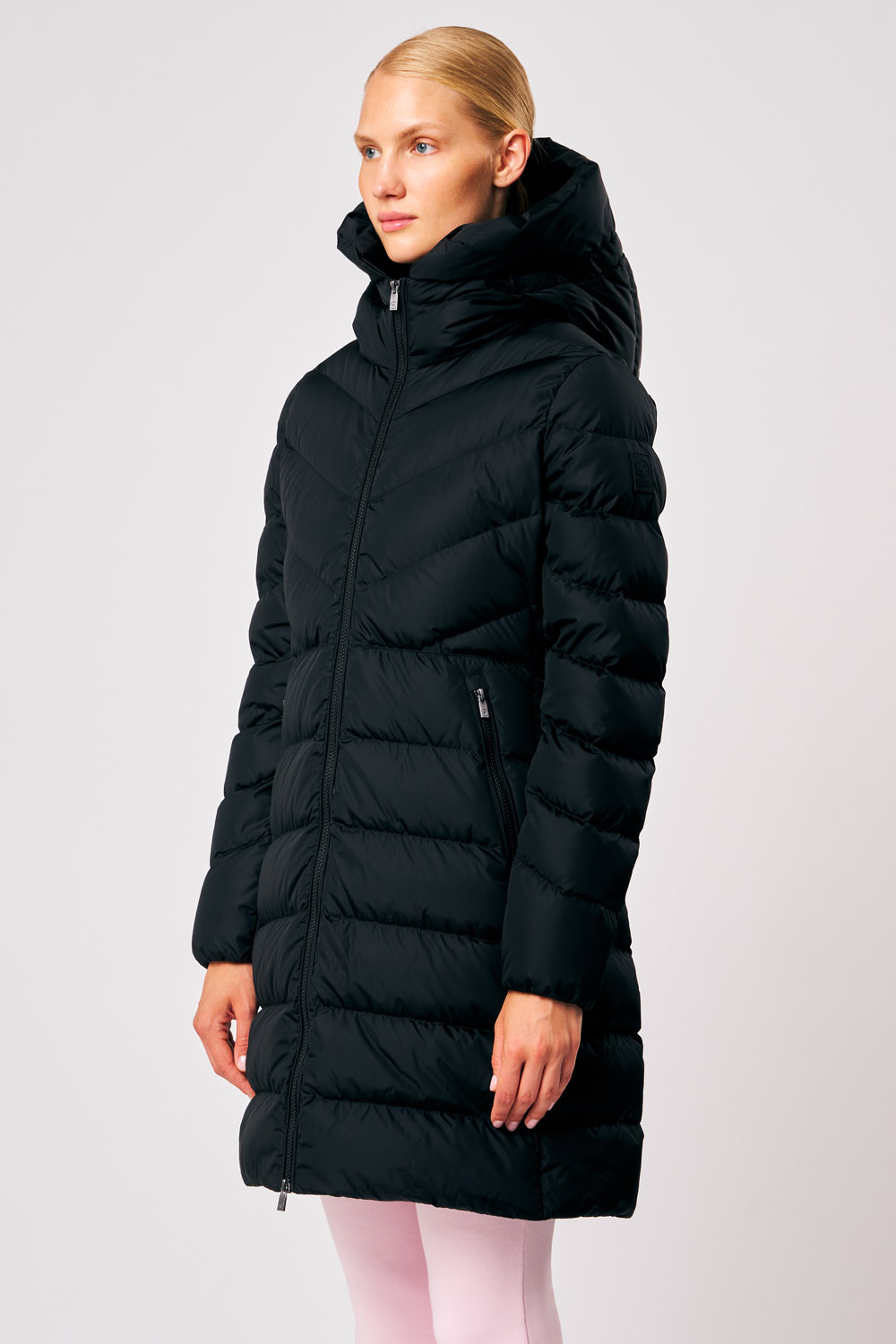 ciesse-rebecca-daunenmantel-damen-schwarz-lang-mit-kapuze image 1
