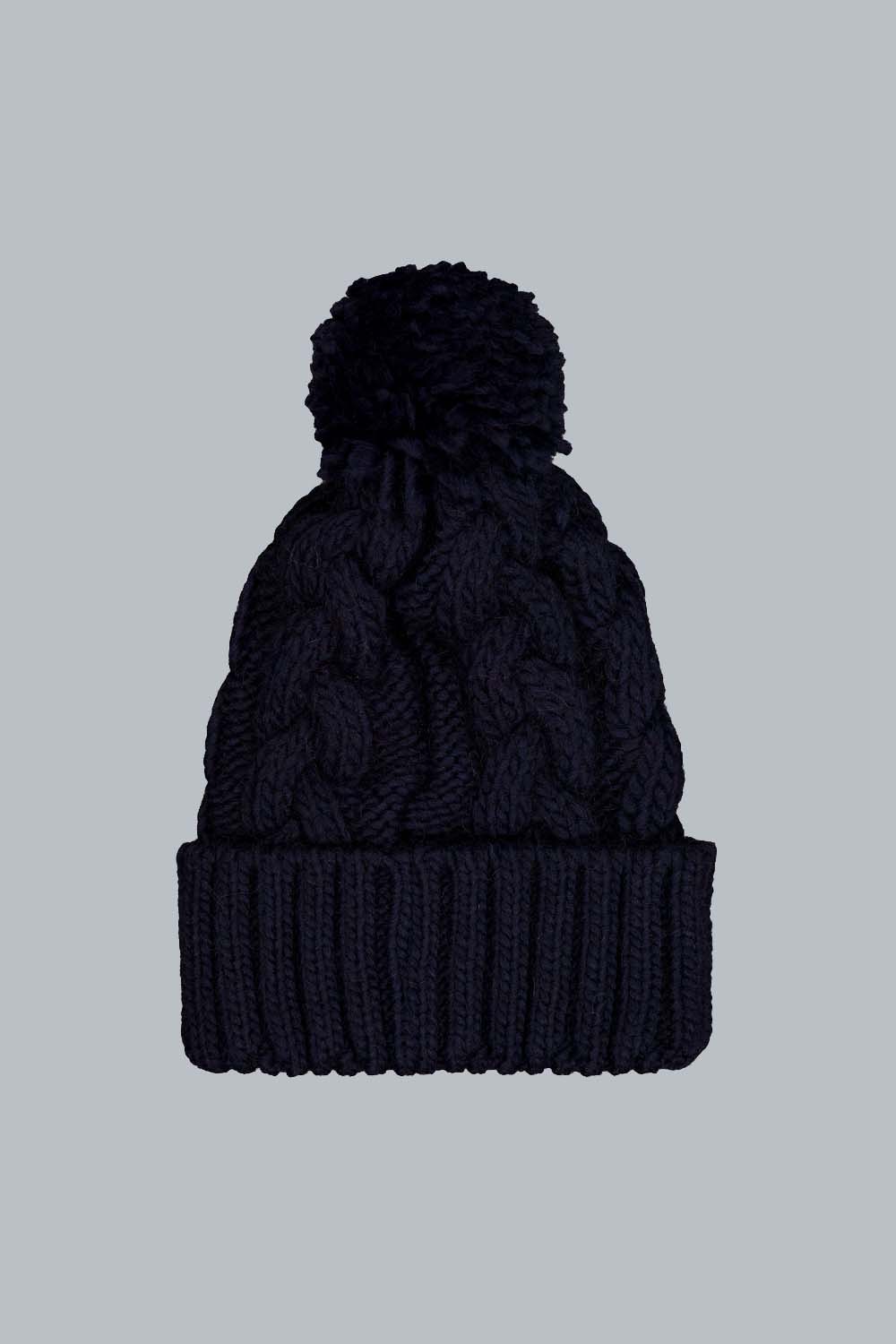 ciesse-scilly-strickm-tze-blau-mit-bommel-zopfmuster image 2
