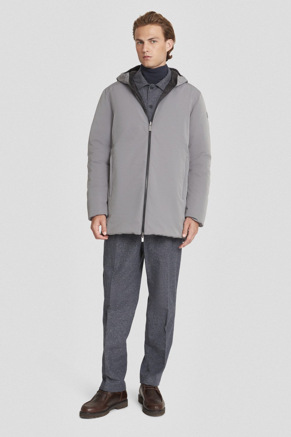 ciesse-daunenjacke-lang-grau-reversibel-800-fill-kapuze image 1