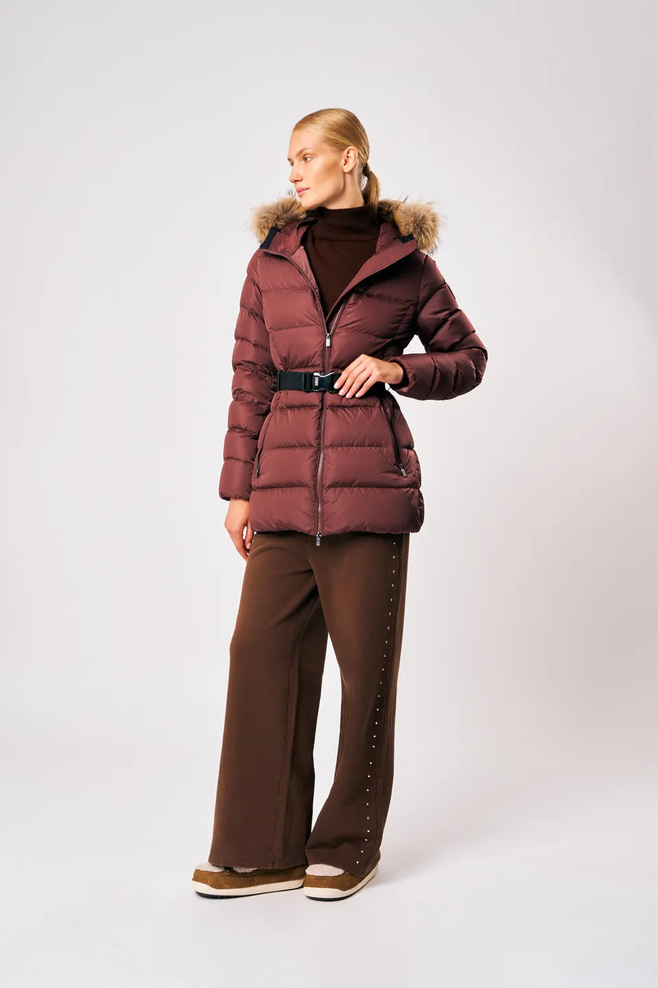 ciesse-outdoor-rosalia-real-fur-winterjacke-bordeaux-echtfell image 1