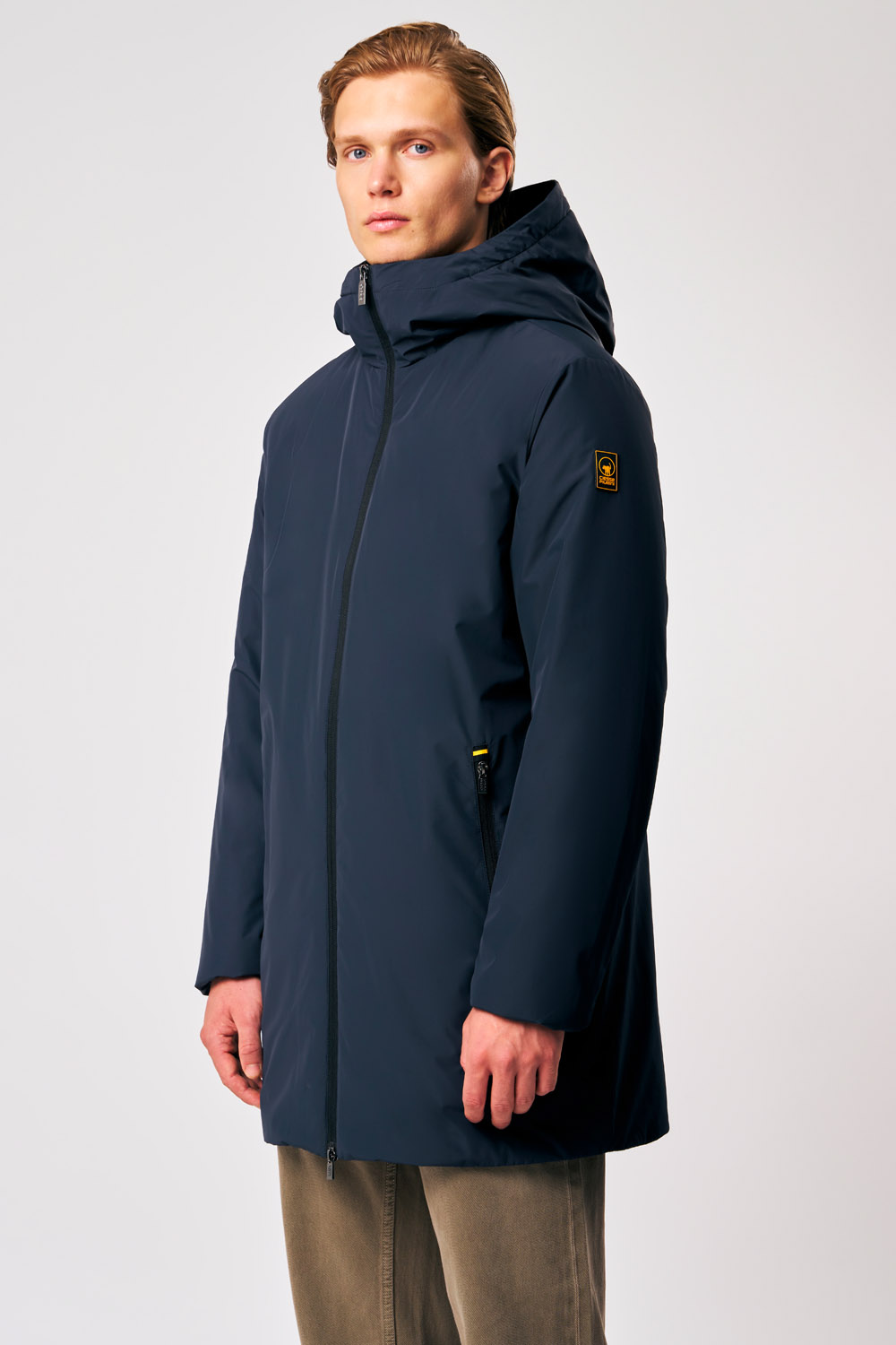ciesse-gunbu-herren-winterjacke-lang-blau-mit-kapuze image 1