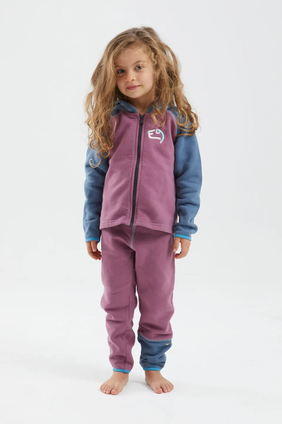 e9-pingu-babyanzug-cerulean-curry-bio-baumwolle-fleece image 1