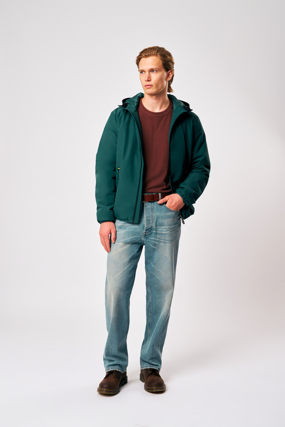 ciesse-peter-winterjacke-gr-n-mit-kapuze-gef-ttert image 2