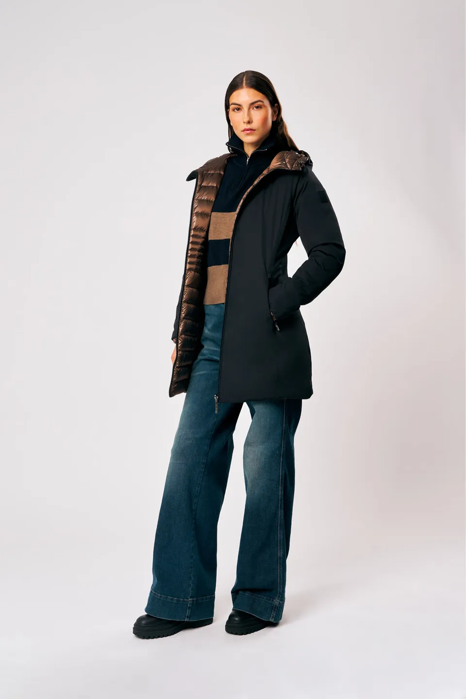 ciesse-piumini-kalie-3-0-daunenjacke-damen-schwarz-braun-wendbar image 1