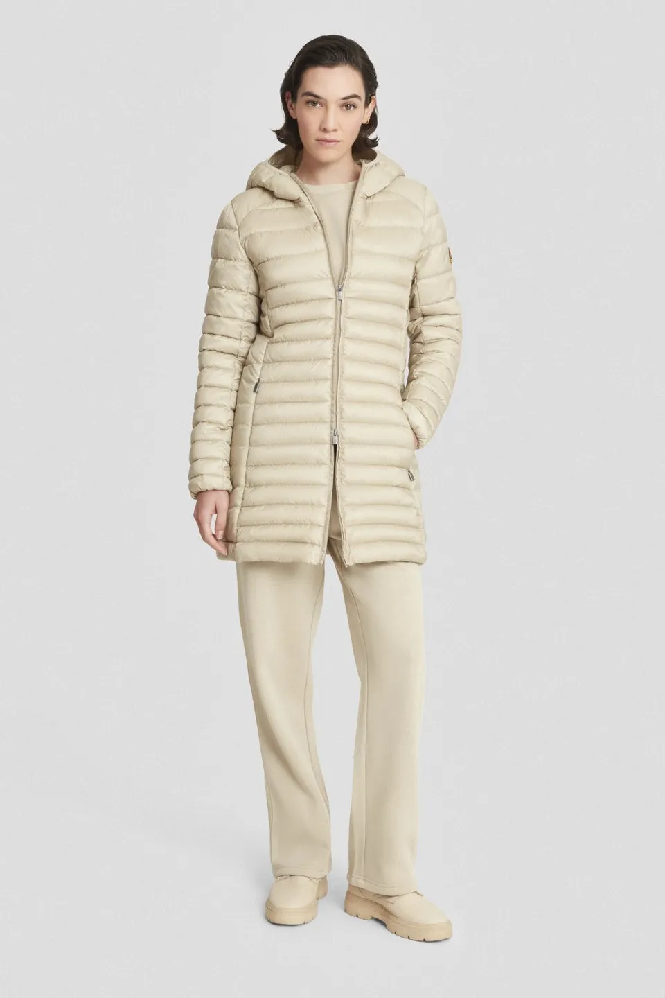 ciesse-piumini-wintermantel-beige-lang-stepp-wasserabweisend image 1
