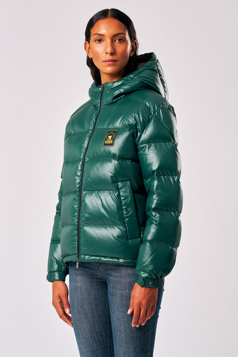 ciesse-outdoor-naria-damen-daunenjacke-gr-n-mit-kapuze-box-fit image 1