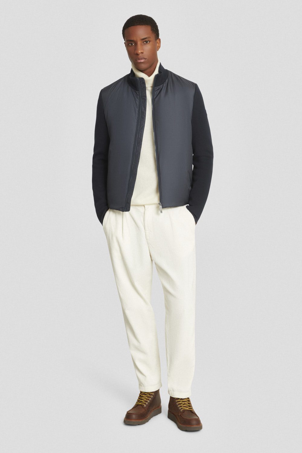 ciesse-jacke-blau-leicht-mit-strick-rmeln-regular image 1