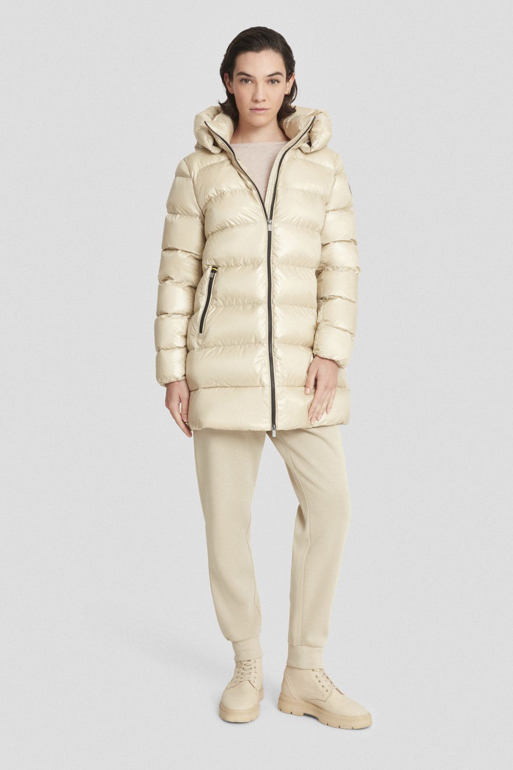 ciesse-piumini-daunenmantel-beige-abnehmbare-kapuze image 1
